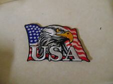 AMERICAN MILITARY PATCH SHOULDER FLAG STYLE SEW ON 2 X 3 USA EAGLE HEAD picture