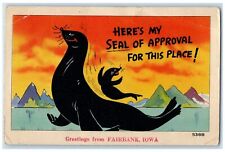 1946 Greetings From Fairbank Here's My Seal View Iowa IA Correspondence Postcard picture