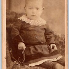 c1870s Cute Ethnic Baby Girl Black / Mexican ? CdV Photo Card Beads Oroh H26 picture