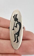 Vintage Hopi Lawrence Saufkie Sterling Silver Kokopelli Overlay Long Ring picture