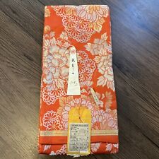 Vintage Japanese Kimono Silk Obi. Orange, Gold & Silver. Made in Japan picture