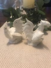 2 Vintage Ardalt  China White Rooster Figurine picture