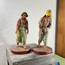 Wax & Paper Mache Figurines Mexican Working Couple 10.5