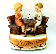Vintage Music Box Japan 1970’s Praying Children Table Candle “Bless This House” picture