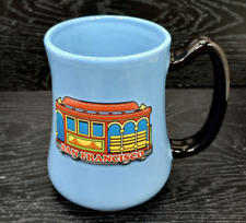 San Francisco Mug Embossed Trolley Blue Black Souvenir Destination Collector Cup picture