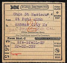 1919 St. Louis - San Francisco Railway Ticket 