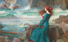 Modern Postcard: Vintage repro - Woman by the Ocean - The Tempest - Waterhouse picture