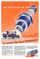 1938 Champion Spark Plug & Ab Jenkins Mormon Meteor at Bonneville Vintage Poster picture