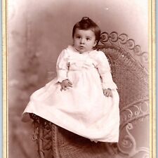 c1880s Reading, PA Cute Baby Fancy Wicker Cabinet Card Photo JD Strunk B14 picture