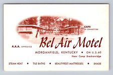 Morganfield KY-Kentucky, Bel Air Motel Advertising, Antique, Vintage Postcard picture