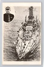 Military NAVY SHIP RPPC USS New Mexico & Captain c1915 Photo Card 4F picture