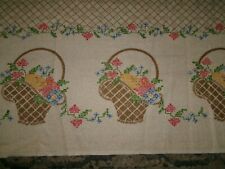 Vintage Terry Tablecloth~ Summer~  Picnic~ Baskets of Flowers~ 87 ”x 54 ” UNUSED picture