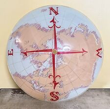 Vintage MCM Compass World Globe Map Nautical Ceiling Light Glass Shade ONLY picture