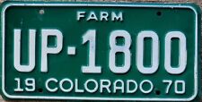 1970 White on Green Colorado FARM License Plate UP picture