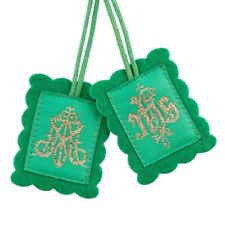 Deluxe Embroidered Green Wool Scapular- picture