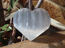 Large Polished Selenite Crystal Grooved Heart 60-70mm Long Healing Peace picture