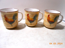 Oneida Casual Settings Morning Rooster Coffee Mugs Set Of 3 Cute L@@K picture