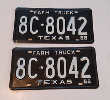 ANTIQUE OLD VINTAGE TEXAS LICENSE PLATE PAIR NEW STOCK 1966 FARM TRUCK 8C 8042 picture