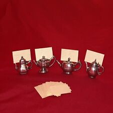 Vintage Set of 4 Pewter Tea Pot Place Card Holders UP 1996 ￼ Thailand picture