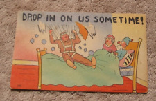 Comic Airborne Paratrooper 1949 Greetings  Linen Postcard picture