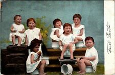 c1900s Unhappy Children On Potty Undivided Back Postcard Postmarked Amsterdam picture