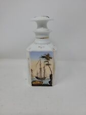 Old Paris Cologne  Perfume Bottle Porcelain Hand Painted Ship Design  c. 1840 picture