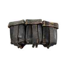VINTAGE Leather Triple Ammo Cartridge Belt Pouch WW1 WW2 picture