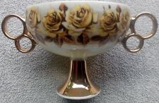 Vintage Japanese Double Loop Handle Cup / Dish Rose Pattern. picture
