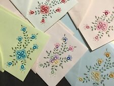 10 FABULOUS Vintage NOTE CARDS Handmade TAT TATTED Florals HAND PAINTING NOS picture