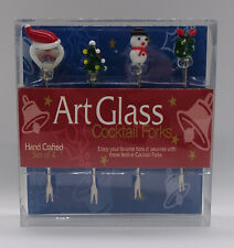 Christmas Art Glass Cocktail Forks Set of 4 picture