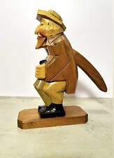 Vintage Carved Wood Painted Germany NUT CRACKER  Old Man with Umbrella 10”X 9” picture