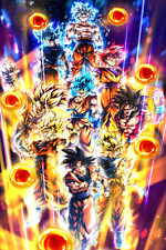 Dragon Ball Z GT Super Poster Goku and all his forms 12in x 18in  picture