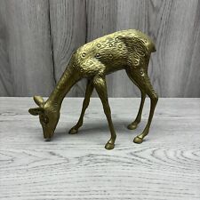 Vintage Brass Spotted Doe Deer Mid Century Modern MCM Decor Heavy 8”x 8” picture
