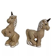 2 ct VTG Artesania Rinconada Unicorn Figurines Uruguay Pottery Enamel Kitsch picture