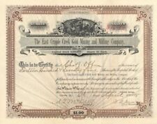 East Cripple Creek Gold Mining and Milling Co. - Stock Certificate - Mining Stoc picture