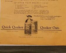 Quaker Oats Quick Oats Cooks In 3-5 Minutes Recipe Vintage Print Ad 1924 picture