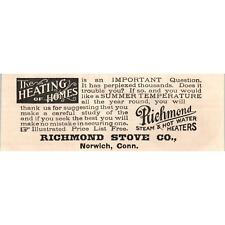 Richmond Stove Co Steam & Hot Water Heaters Norwich CT 1892 Magazine Ad AB6-SM1 picture