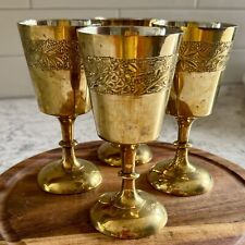 Set of 4 Vintage Brass Goblets Indiana Brass Co. picture