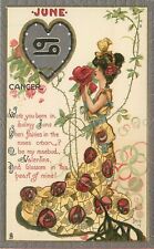 Postcard C-1910 Tuck Dwig June Cancer Fantasy girl fashion roses 23-12561 picture