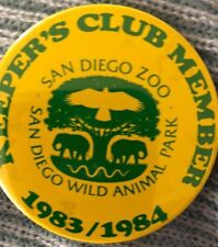 VTG 1983 San Diego Zoo Wild Animal Park Keepers Club Member Pin Pinback Button picture