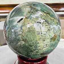 Natural Geode Aquatic Plant Water Grass Moss Agate Crystal Sphere Reiki 1108G picture
