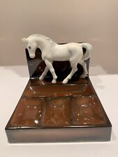 Vintage Valet Tray/ Pipe Tray Ashtray Equestrian White Horse Ceramic Japan picture