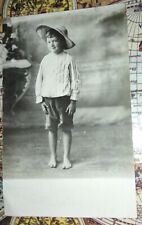 RPPC PHOTO POSTCARD OF AN ADORABLE LITTLE BOY.  WEARING A BIG HAT CIRCA 1908. picture