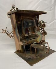 Vintage Copper Piano Man Player Windup Music Box Saloon Sculpture Entertainer picture
