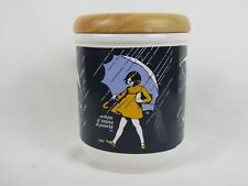 Vintage Morton Salt Jar w/Wood Lid-7 inch-Ceramic/Porcelain-EUC picture