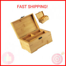 CDOKY Large Wooden Box with Hinged Lid, Bamboo Wood Multi-purpose Storage Box wi picture
