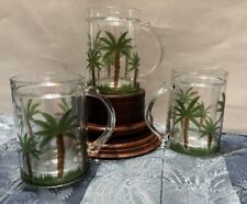 Vintage Lucite Palm Tree Mugs Tumblers Hand Painted Hand Made picture