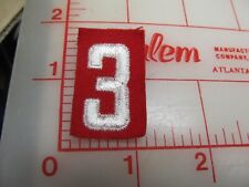 Scout uniform number 3 three white on red felt collectible patch (g39) picture