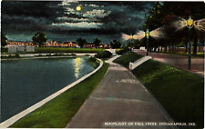 Moonlight by Fall Creek Indianapolis IN Divided Unused Postcard c1910 picture