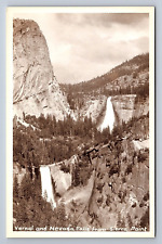 Postcard RPPC Real Photo Yosemite Vernal & Nevada Falls from Sierra Point CA picture